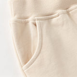 Dave&Bella Toddler Girls Daily Grey/Apricot Loose Sports Drawstring Pants