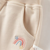 Dave&Bella Toddler Girls Daily Grey/Apricot Loose Sports Drawstring Pants