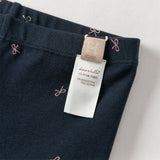 Dave&Bella Toddler Girls Navy Blue/Grey Cute Print Slim Leggings