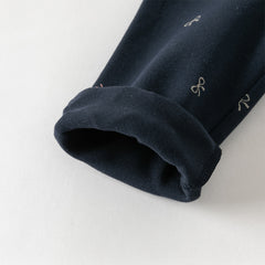 Dave&Bella Toddler Girls Navy Blue/Grey Cute Print Slim Leggings