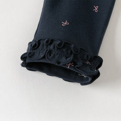 Dave&Bella Toddler Girls Navy Blue/Grey Cute Print Slim Leggings