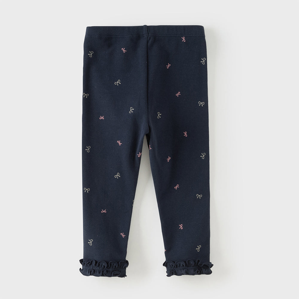 Dave&Bella Toddler Girls Navy Blue/Grey Cute Print Slim Leggings
