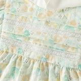 Dave&Bella Toddler Girls Green Floral Print Long Sleeve Comfortable A-line Dress