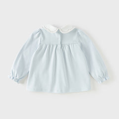 Dave&Bella Toddler Girls Sweet Light Blue/White Soft Cotton Casual T-shirt Tops