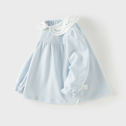 Dave&Bella Toddler Girls Sweet Light Blue/White Soft Cotton Casual T-shirt Tops