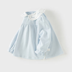 Dave&Bella Toddler Girls Sweet Light Blue/White Soft Cotton Casual T-shirt Tops
