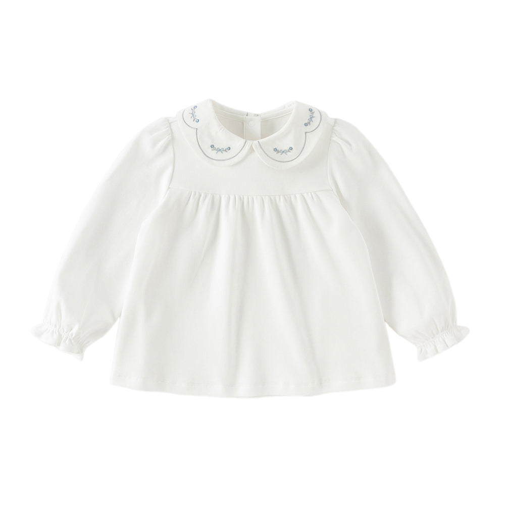 Dave&Bella Toddler Girls Sweet Light Blue/White Soft Cotton Casual T-shirt Tops