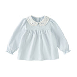 Dave&Bella Toddler Girls Sweet Light Blue/White Soft Cotton Casual T-shirt Tops