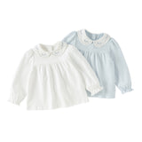 Dave&Bella Toddler Girls Sweet Light Blue/White Soft Cotton Casual T-shirt Tops