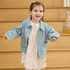 Dave&Bella Toddler Girls Fashion Blue Long Sleeve Soft Denim Jackets