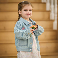 Dave&Bella Toddler Girls Fashion Blue Long Sleeve Soft Denim Jackets