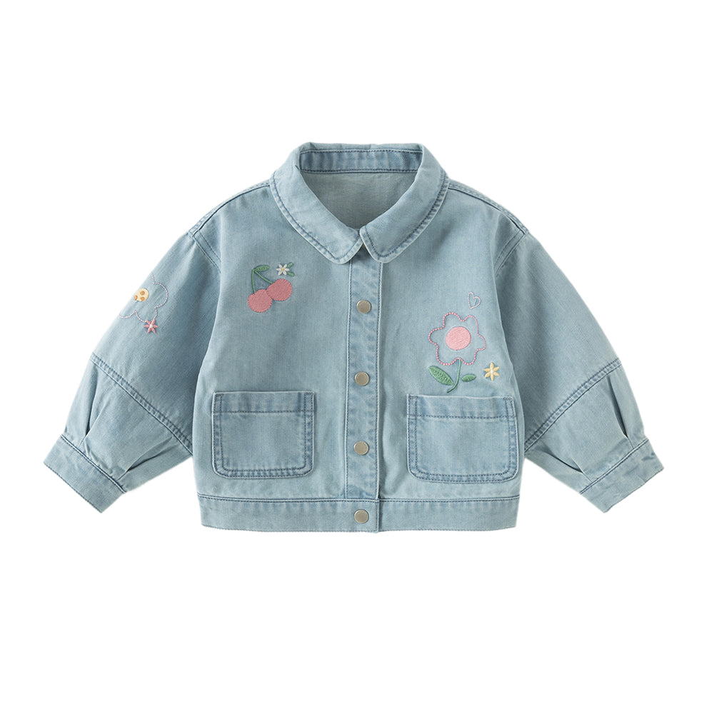 Dave&Bella Toddler Girls Fashion Blue Long Sleeve Soft Denim Jackets