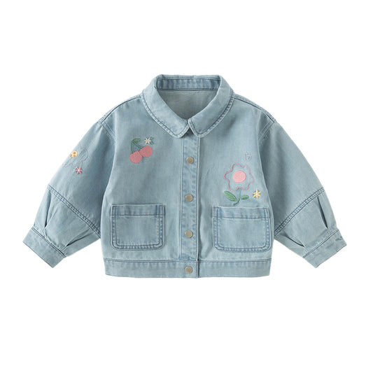 Dave&Bella Toddler Girls Fashion Blue Long Sleeve Soft Denim Jackets