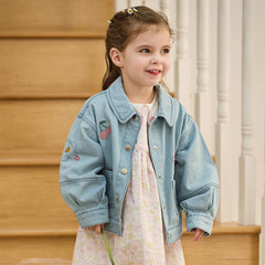 Dave&Bella Toddler Girls Fashion Blue Long Sleeve Soft Denim Jackets