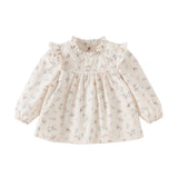 Dave&Bella Toddler Girls Playful Hedgehog Print Beige Breathable Cotton Shirt Tops