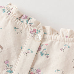 Dave&Bella Toddler Girls Playful Hedgehog Print Beige Breathable Cotton Shirt Tops