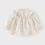 Dave&Bella Toddler Girls Playful Hedgehog Print Beige Breathable Cotton Shirt Tops
