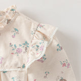 Dave&Bella Toddler Girls Playful Hedgehog Print Beige Breathable Cotton Shirt Tops