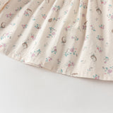 Dave&Bella Toddler Girls Playful Hedgehog Print Beige Breathable Cotton Shirt Tops