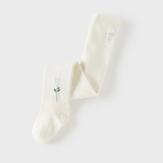 Dave&Bella Kids Girls Versatile Beige Cute Flower Footed Tights Leggings