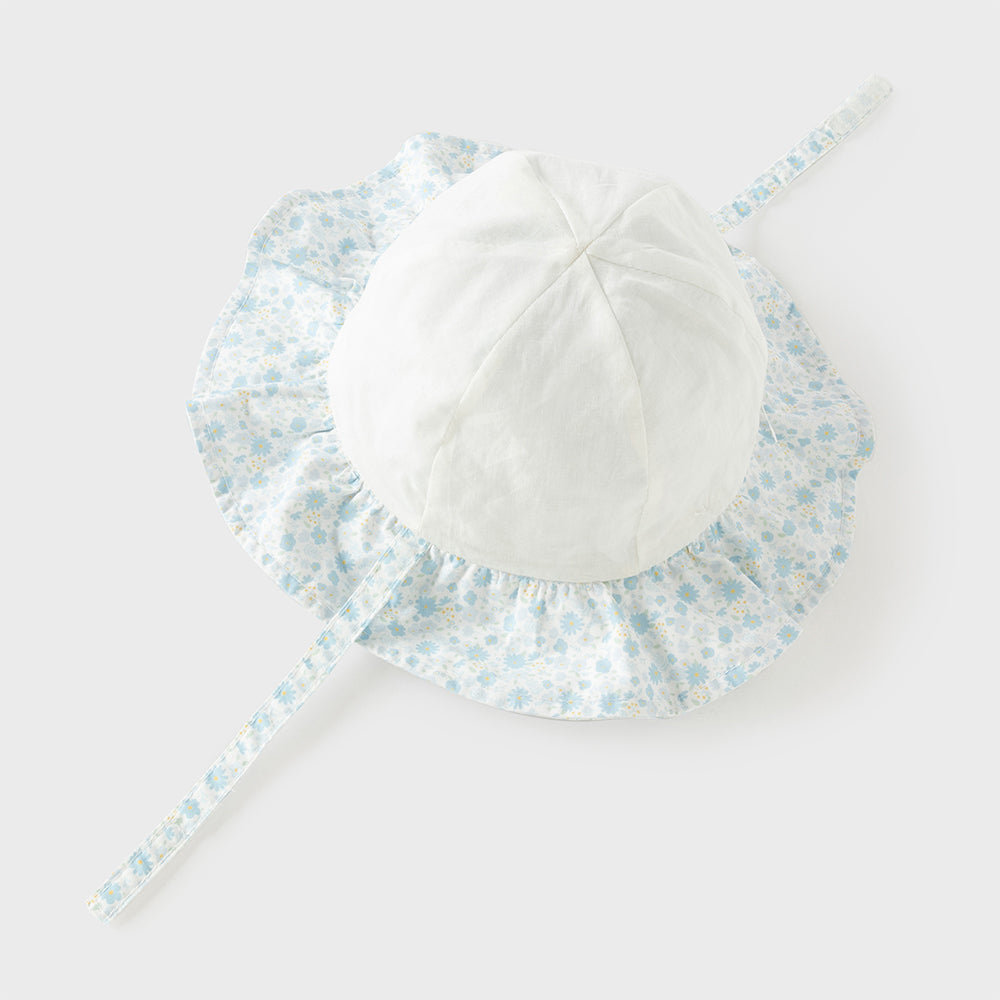 Dave&Bella Toddler Girls Cute Blue Floral Print Soft Cotton Fisherman Hats