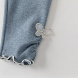 Dave&Bella Toddler Girls Fashion Grey/Denim Blue Lightweight Soft Leggings