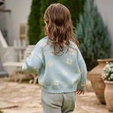 Dave&Bella Toddler Girls Blue Breathable Cotton Sweater Knit Cardigans