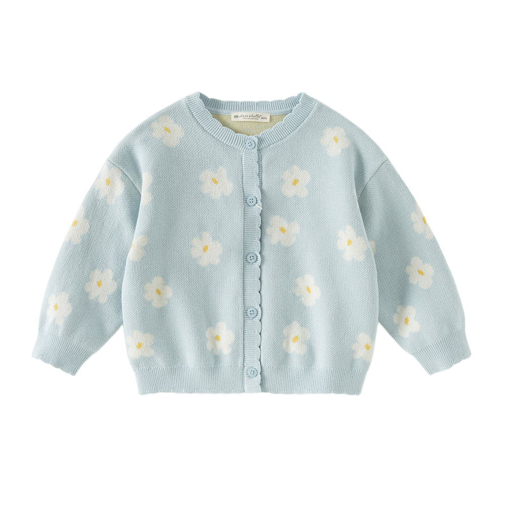 Dave&Bella Toddler Girls Blue Breathable Cotton Sweater Knit Cardigans