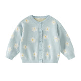 Dave&Bella Toddler Girls Blue Breathable Cotton Sweater Knit Cardigans