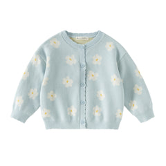 Dave&Bella Toddler Girls Blue Breathable Cotton Sweater Knit Cardigans