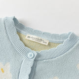 Dave&Bella Toddler Girls Blue Breathable Cotton Sweater Knit Cardigans