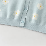 Dave&Bella Toddler Girls Blue Breathable Cotton Sweater Knit Cardigans