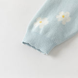 Dave&Bella Toddler Girls Blue Breathable Cotton Sweater Knit Cardigans