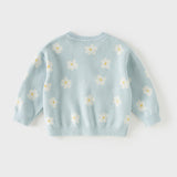 Dave&Bella Toddler Girls Blue Breathable Cotton Sweater Knit Cardigans