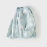 Dave&Bella Toddler Girls Blue Breathable Cotton Sweater Knit Cardigans