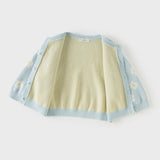 Dave&Bella Toddler Girls Blue Breathable Cotton Sweater Knit Cardigans