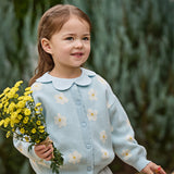 Dave&Bella Toddler Girls Blue Breathable Cotton Sweater Knit Cardigans
