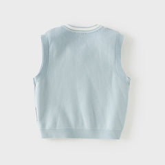 Dave&Bella Toddler Boys Versatile Blue Sleeveless Comfortable Cotton Tank Tops