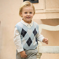 Dave&Bella Toddler Boys Versatile Blue Sleeveless Comfortable Cotton Tank Tops