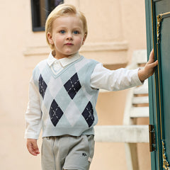 Dave&Bella Toddler Boys Versatile Blue Sleeveless Comfortable Cotton Tank Tops