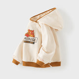Dave&Bella Toddler Boys Chinese-style Beige Long Sleeve Hooded Sweatshirts