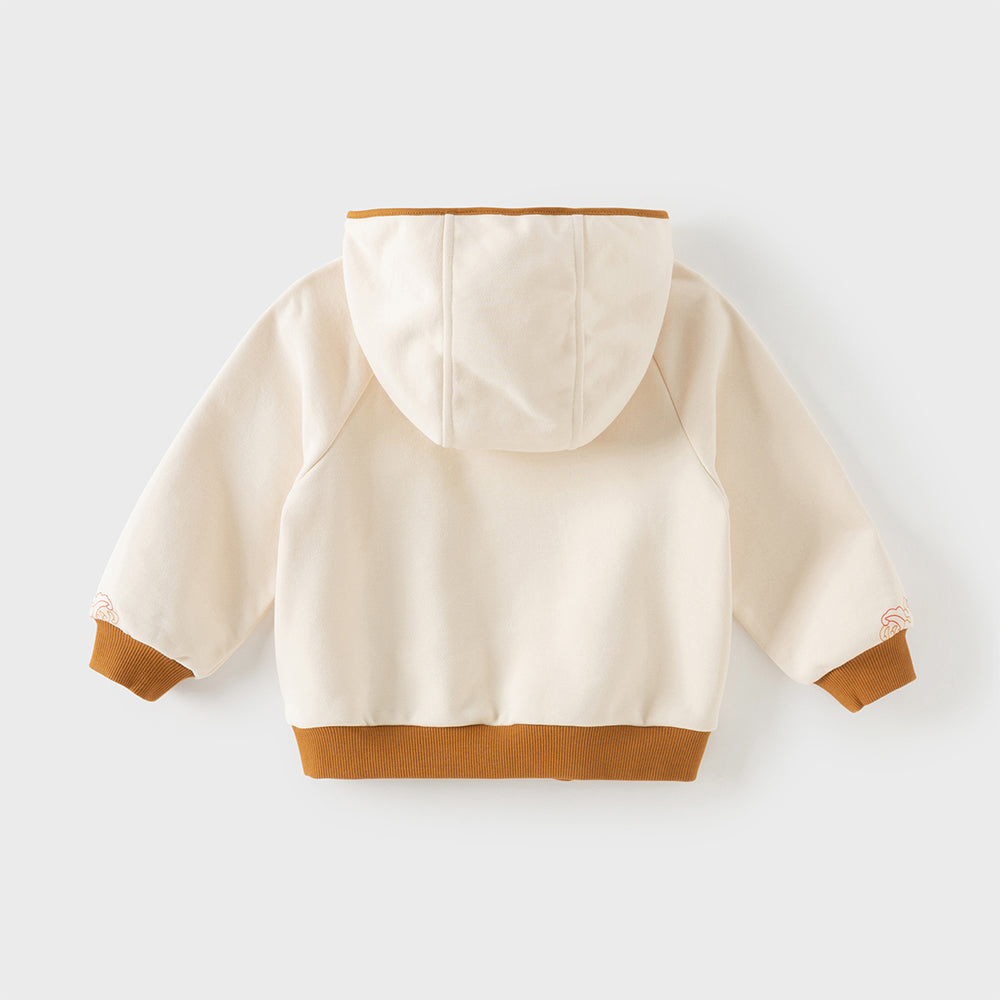 Dave&Bella Toddler Boys Chinese-style Beige Long Sleeve Hooded Sweatshirts