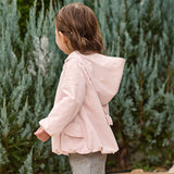 Dave&Bella Toddler Girls Pink Cherry Blossom Print Outwear Hooded Lightweight Jackets