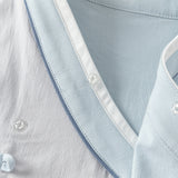 Dave&Bella Toddler Boys Casual Blue Chinese-style V-collar Top Pant Suits