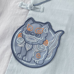 Dave&Bella Toddler Boys Casual Blue Chinese-style V-collar Top Pant Suits