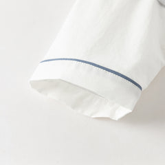 Dave&Bella Toddler Boys Casual Blue Chinese-style V-collar Top Pant Suits