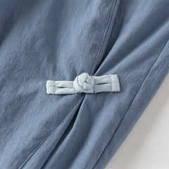 Dave&Bella Toddler Boys Casual Blue Chinese-style V-collar Top Pant Suits