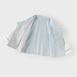 Dave&Bella Toddler Boys Casual Blue Chinese-style V-collar Top Pant Suits