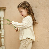 Dave&Bella Kids Girls Pearl White Long Sleeve Soft Cotton Sweater Cardigans