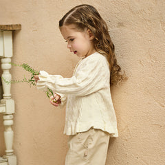 Dave&Bella Kids Girls Pearl White Long Sleeve Soft Cotton Sweater Cardigans